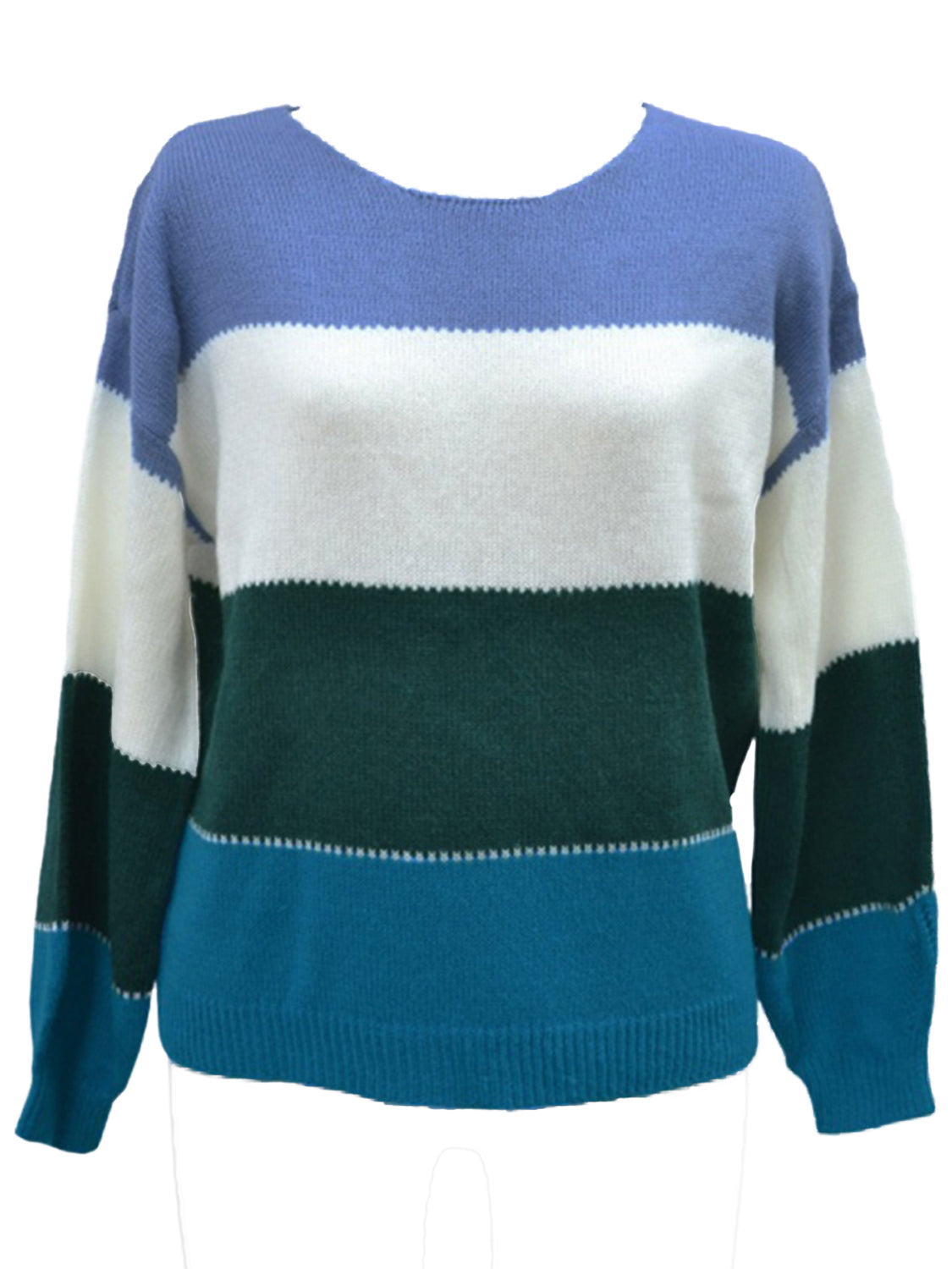 Color Block Round Neck Sweater