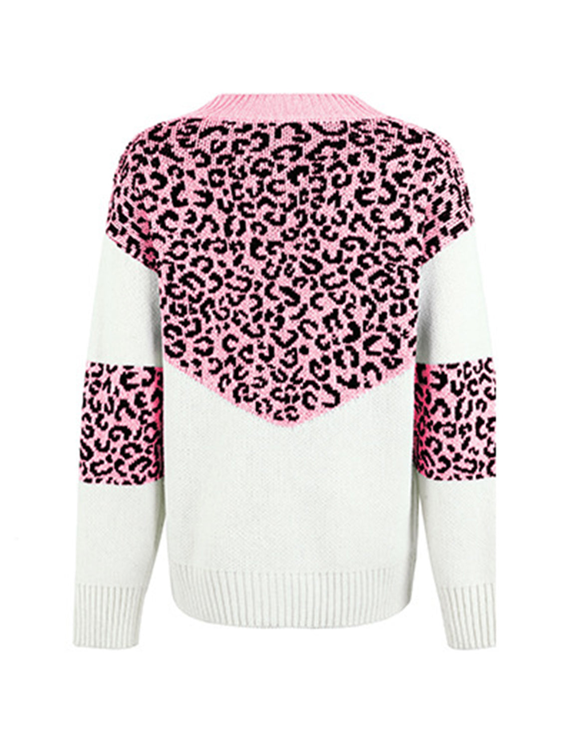 Leopard V-Neck Dropped Shoulder Sweater