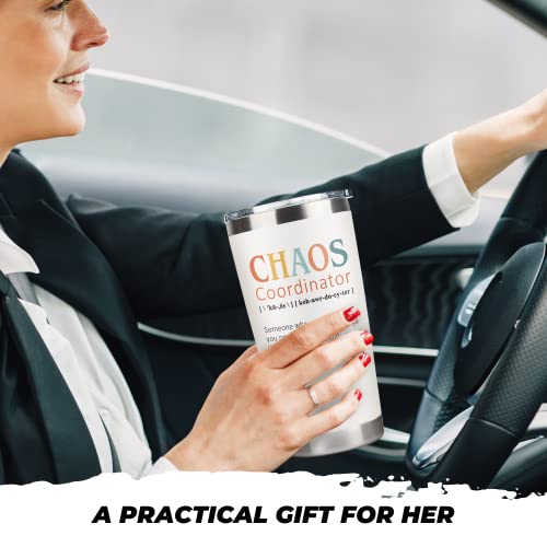 Unique Boss Lady Birthday / Thank You Gifts for Women, Her, Mom, Coworker, Teacher, Manager, Boss, Chaos Coordinator Gifts - 20Oz Tumbler