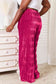 Double Take Full Size High Waist Tiered Shirring Velvet Wide Leg Pants