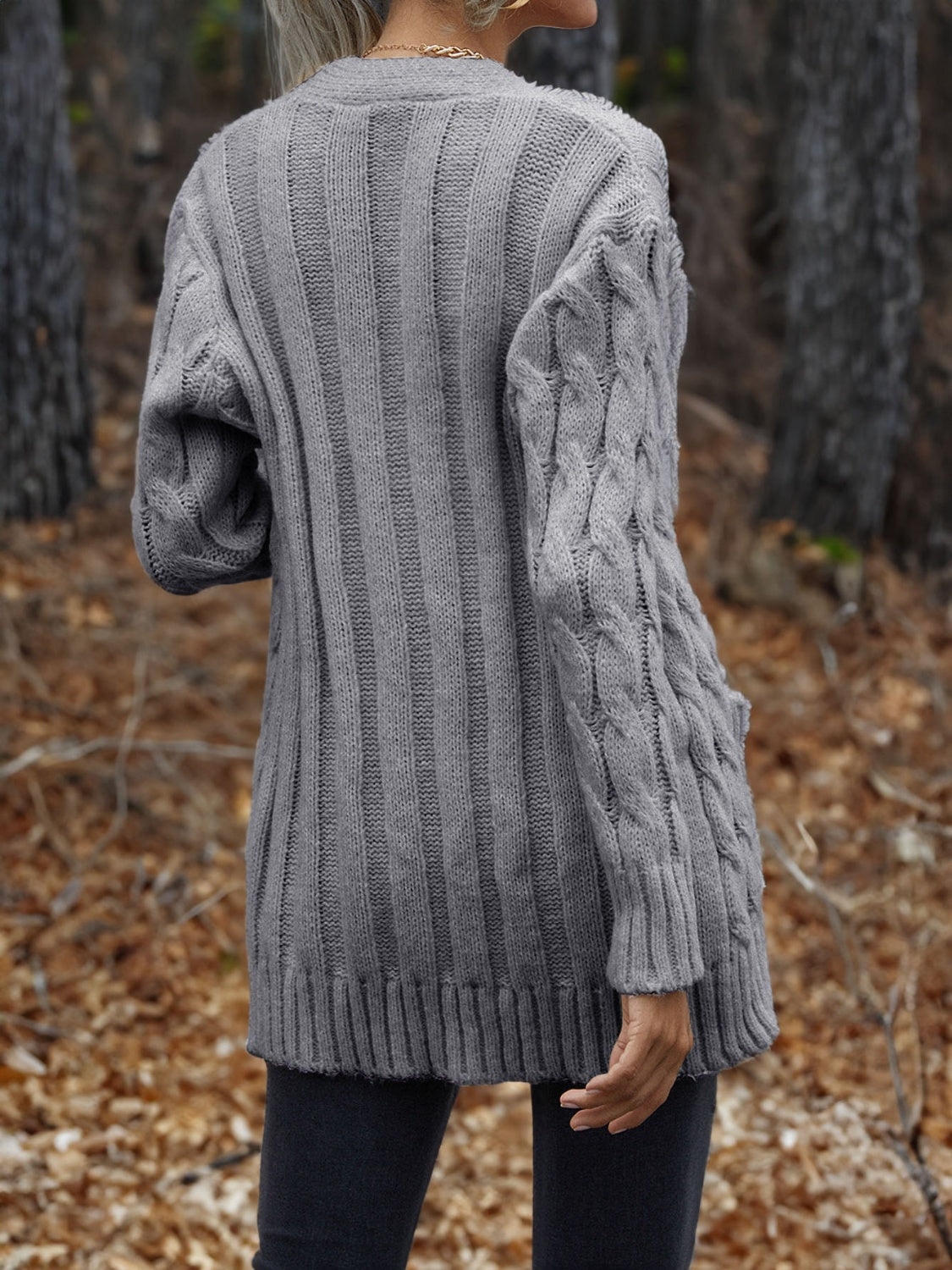 Cable-Knit Button Down Cardigan