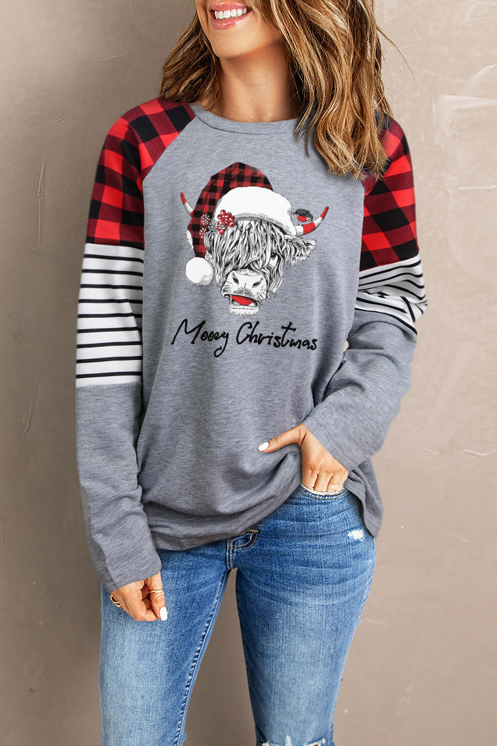 Graphic Plaid Long Sleeve T-Shirt