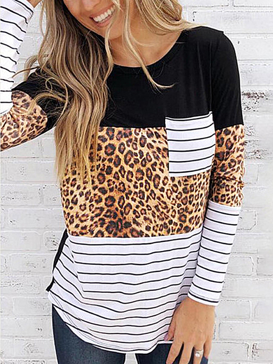 Leopard Striped Long Sleeve T-Shirt